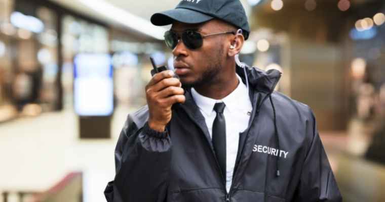 security guards steps to chase a thief