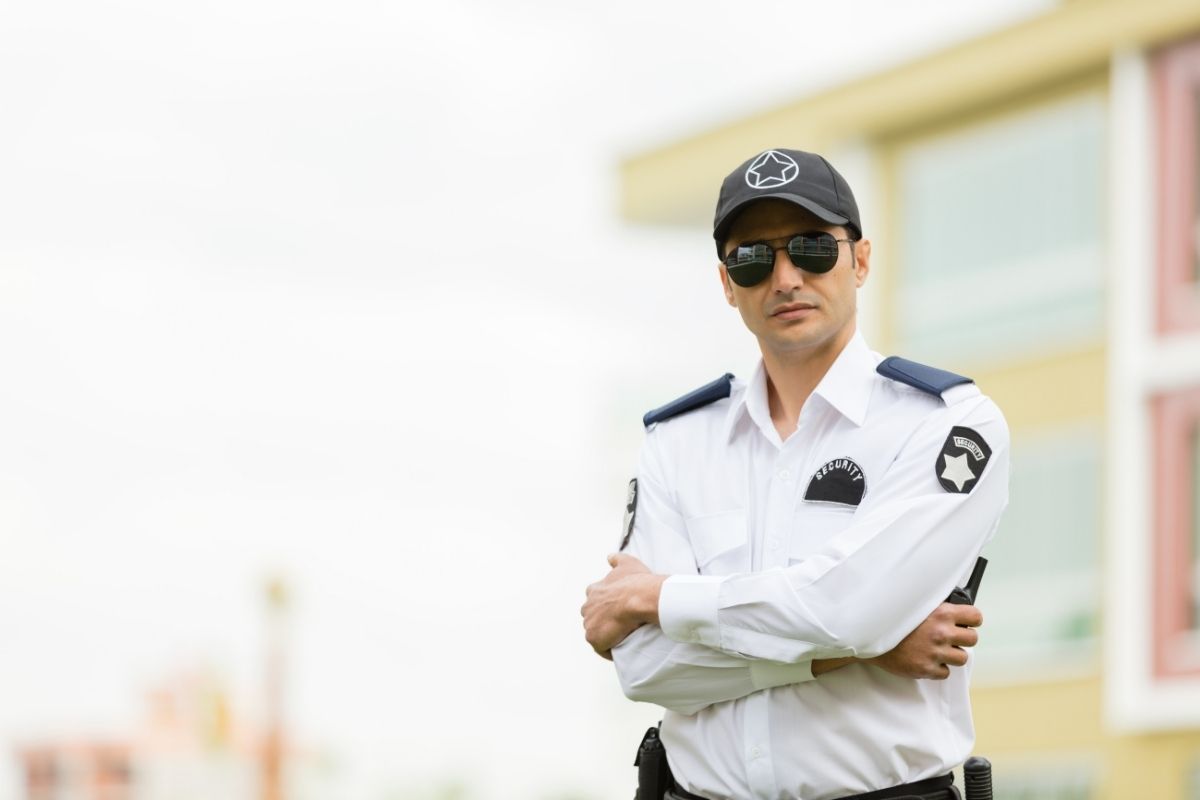 Construction site security guard on duty