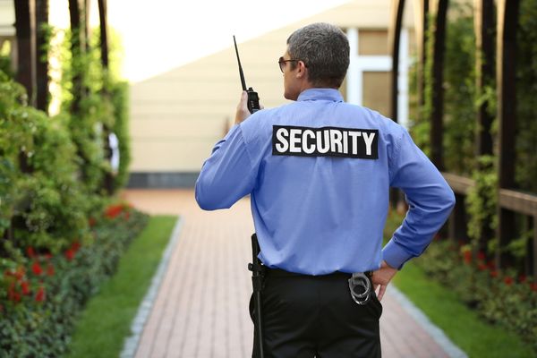 Unarmed security guards equipped with handcuffs