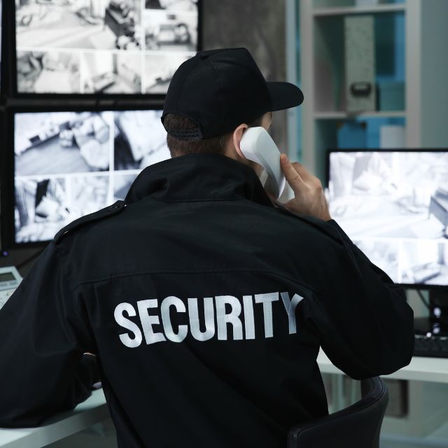 security officer on the phone