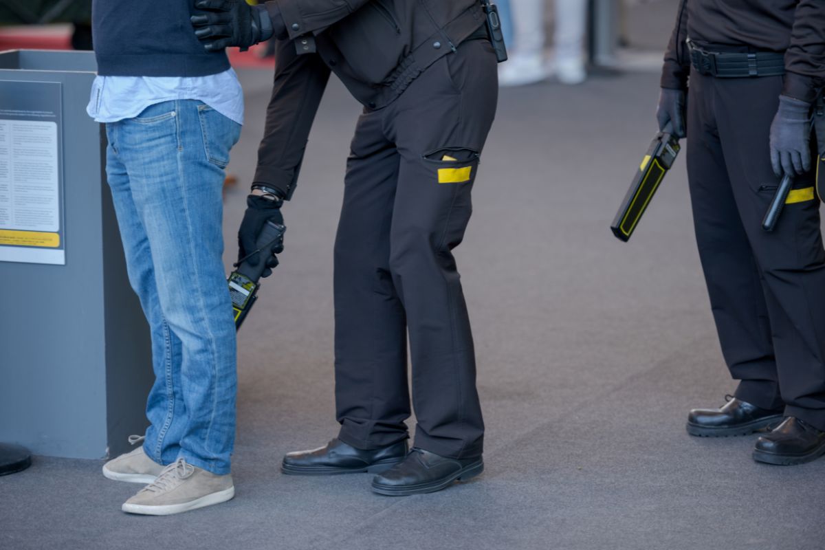 Security officer conducting safety checks.