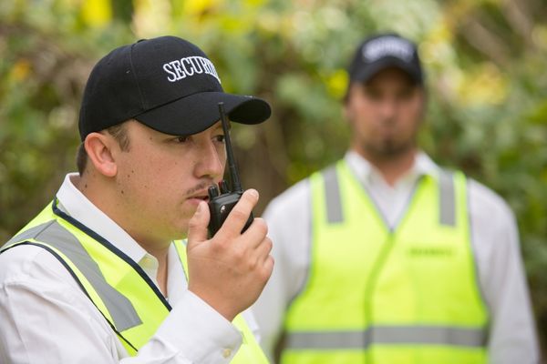 On-site construction security guard in uniform