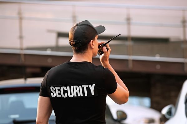 Security personnel watching over facility grounds